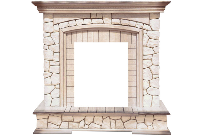 Каминокомплект Preston - Белый/Слоновая кость с патиной с очагом Majestic FX M Brass в Новосибирске