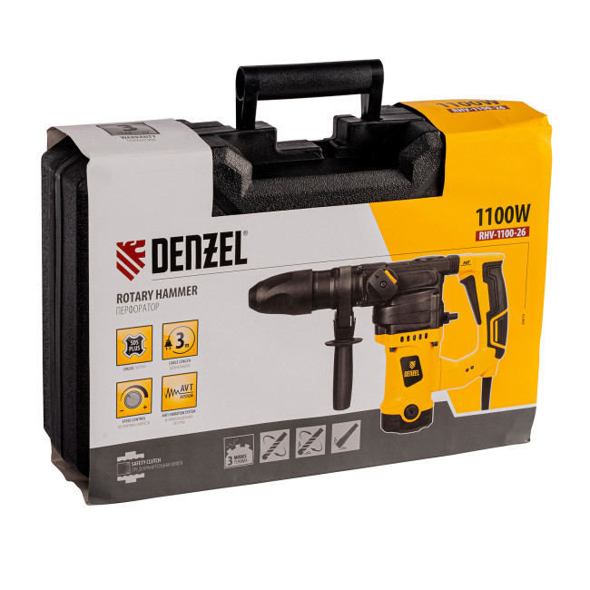 Перфоратор электрический RHV-1100-26, SDS-plus, 1100 Вт, 4 Дж, 3 режима Denzel в Новосибирске