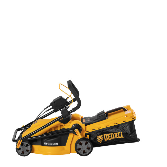 Газонокосилка электрическая GM-1200, 1200 Вт, ширина 32 см, 3 уровня, травосборник 25 л. Denzel в Новосибирске