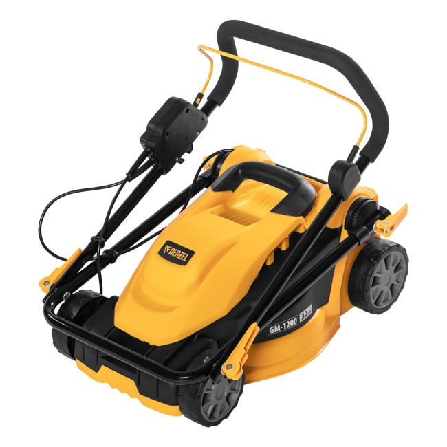 Газонокосилка электрическая GM-1200, 1200 Вт, ширина 32 см, 3 уровня, травосборник 25 л. Denzel в Новосибирске
