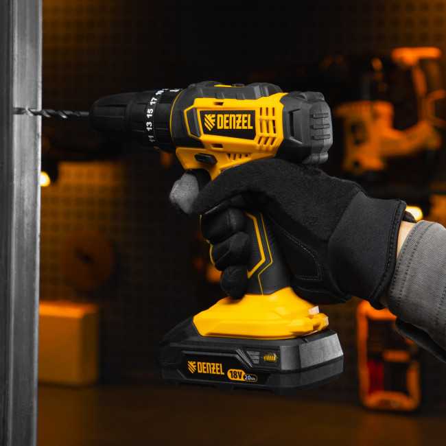 Дрель-шуруповерт аккумуляторная ударная CID-18-0, Li-Ion, 18 В Denzel в Новосибирске