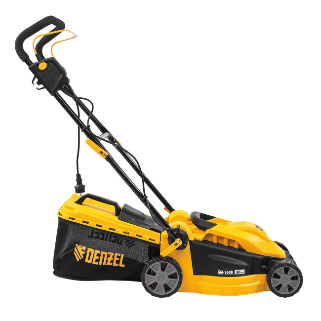 Газонокосилка электрическая GM-1600, 1600 Вт, ширина 36 см, 3 уровя, травосборник 35 л. Denzel в Новосибирске
