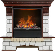 Каминокомплект Pierre Luxe - Темный дуб / Белый (Высота 1040мм) с очагом Albany