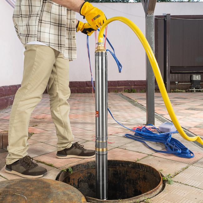 Скважинный насос DWC-3-60, центробежный, диаметр 3", 800 Вт, 3300 л/ч, напор 60 м Denzel в Новосибирске