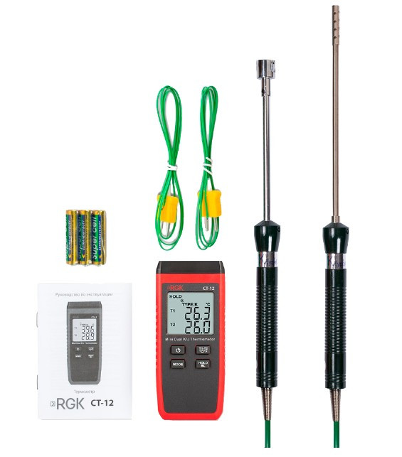 Термометр RGK CT-12 с зондом температуры воздуха TR-10A и поверхностным зондом TR-10S в Новосибирске