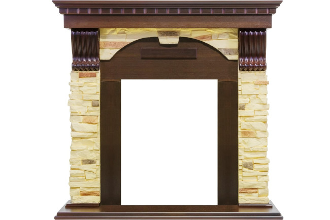 Каминокомплект Dublin - Темный дуб / Сланец с очагом Flagstaff в Новосибирске