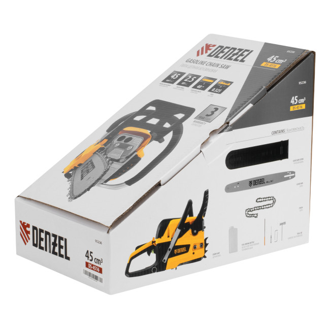 Пила цепная бензиновая DS-4516, шина 40 см, 45 см3, 2,5 л.с, шаг 0,325, паз 1,5 мм, 64 звена Denzel в Новосибирске