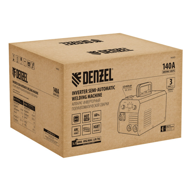 Аппарат инвертор. полуавтомат. сварки Mini MIG-140LFG, 140 А, ПВ 60%// Denzel в Новосибирске