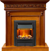 Каминокомплект Valletta - Орех с очагом Brookline Black Каминокомплект Valletta - Орех с очагом Brookline Black