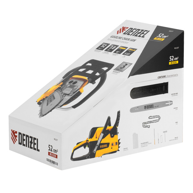 Пила цепная бензиновая DS-5218, шина 45 см, 52 см3, 3 л.с, шаг 0,325, паз 1,5 мм, 72 звена Denzel в Новосибирске