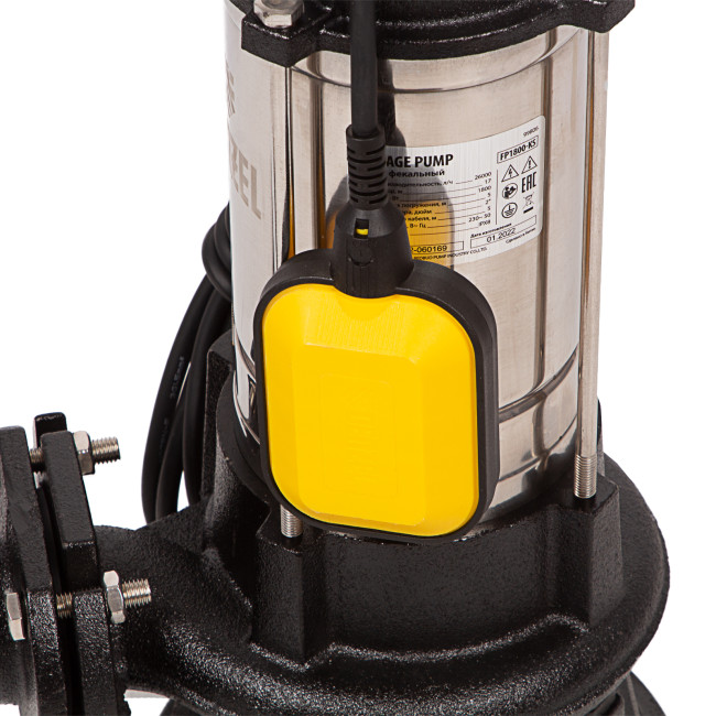 Фекальный насос FP1800-KS, 1800 Вт, напор 17 м, 26000 л/ч, нож-измельчитель Denzel в Новосибирске