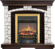 Каминокомплект Glasgow - Темный дуб / Белый с очагом Fobos FX M Brass Каминокомплект Glasgow - Темный дуб / Белый с очагом Fobos FX M Brass