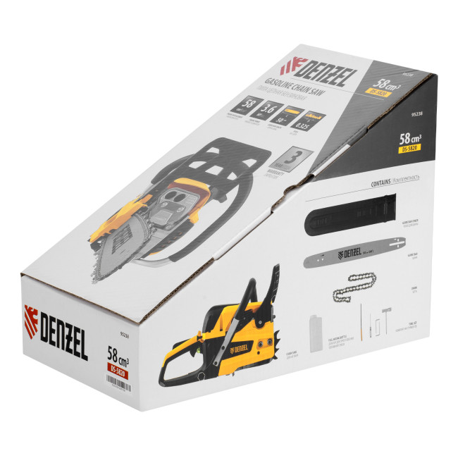 Пила цепная бензиновая DS-5820, шина 50 см, 58 см3, 3.6 л.с, шаг 0,325, паз 1,5 мм, 76 звеньев Denzel в Новосибирске