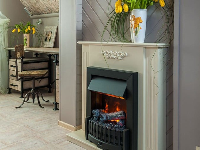 Каминокомплект Lumsden - Белый дуб с очагом Flagstaff в Новосибирске