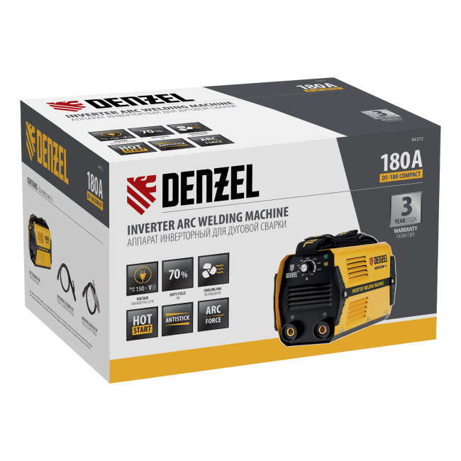 Аппарат инверторный дуговой сварки DS-180 Compact, 180 А, ПВ 70%, диаметр электрода 1.6-4 мм Denzel в Новосибирске