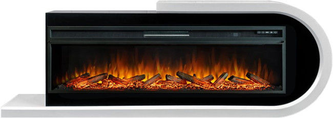 Каминокомплект Basel 60 R - Белый с черным с очагом Vision 60 LOG LED в Новосибирске