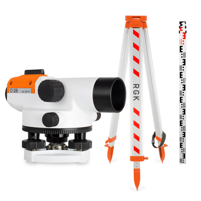 Комплект оптический нивелир RGK C-28 с поверкой + штатив S6-N + рейка RGK TS-7 в Новосибирске