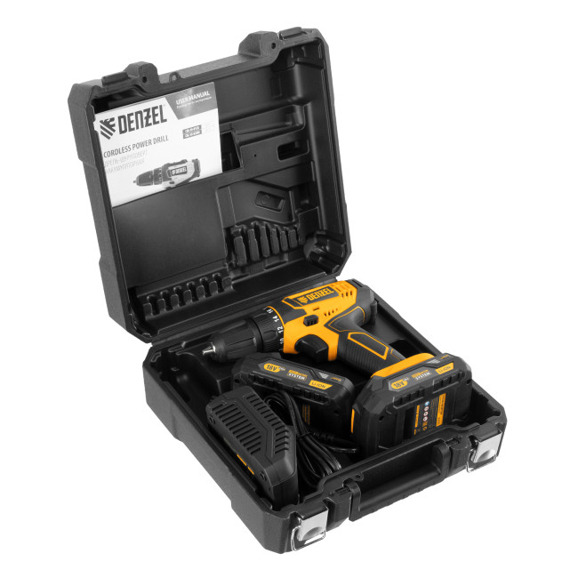 Дрель-шуруповерт аккумуляторная CDL-18-02BM, Li-Ion, 18 В, 2 аккумулятор Denzel в Новосибирске
