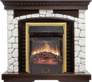 Каминокомплект Glasgow - Темный дуб / Белый с очагом Majestic FX M Brass Каминокомплект Glasgow - Темный дуб / Белый с очагом Majestic FX M Brass