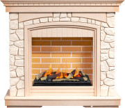 Каминокомплект Glasgow - Слоновая кость с патиной/Белый с очагом Cassette 600 LNH-INT (с дровами)