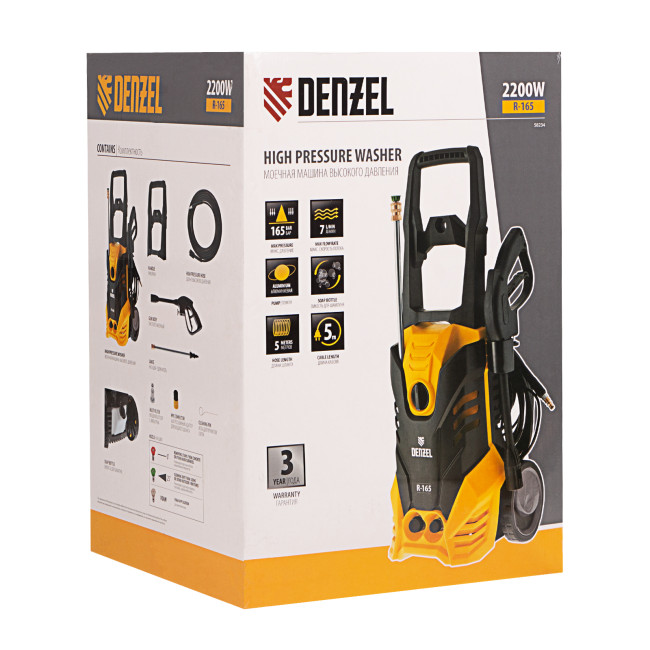 Моечная машина высокого давления R-165, 2200 Вт, 165 бар, 7 л/мин, колесная Denzel в Новосибирске