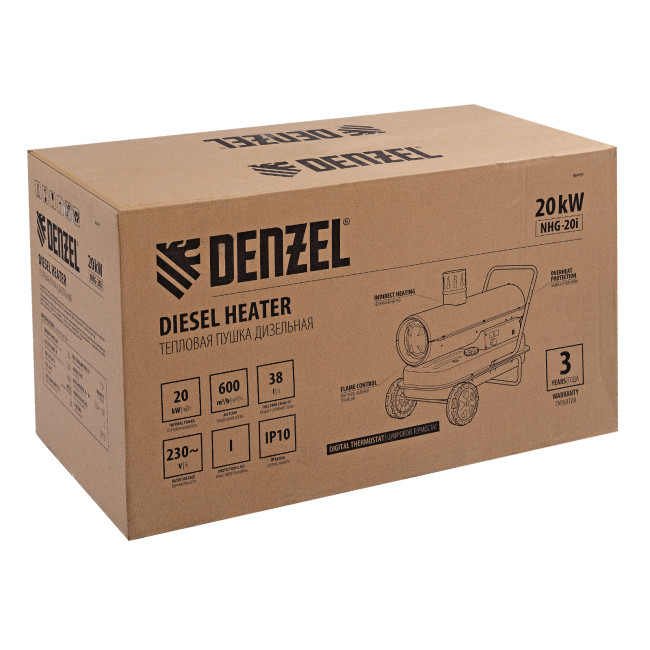 Дизельная тепловая пушка NHG-20i, 20 кВт, 600 м3/ч, непрямой нагрев, цифровой термостат Denzel в Новосибирске