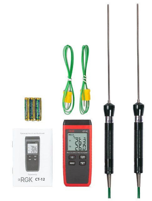 Термометр RGK CT-12 с 2-мя погружными зондами температуры TR-10W в Новосибирске