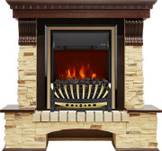 Каминокомплект Pierre Luxe - Темный дуб / Сланец с очагом Aspen Gold Каминокомплект Pierre Luxe - Темный дуб / Сланец с очагом Aspen Gold