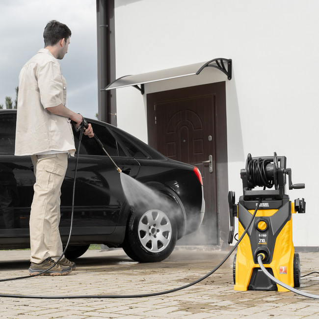 Моечная машина высокого давления R-210iD, 2600 Вт, 210 бар, 8.0 л/мин, асинхронный двигатель, барабан Denzel в Новосибирске