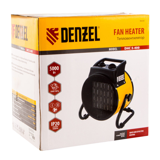 Тепловая пушка, керамический нагреватель (тепловентилятор) DHC 5-400, 230 В, 0.04/3/5 кВт Denzel в Новосибирске