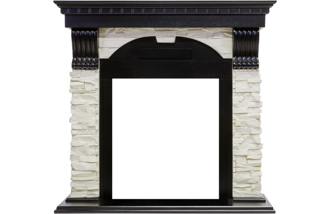 Каминокомплект Dublin - Венге / Сланец белый с очагом Fobos FX M Black RC в Новосибирске