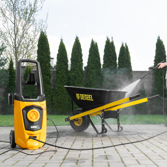 Моечная машина высокого давления R-170, 2000 Вт, 170 бар, 360 л/ч, колесная Denzel в Новосибирске