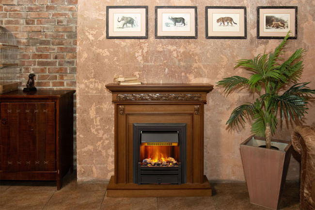 Каминокомплект Valletta - Белый (Ширина 1040 мм) с очагом Brookline Black в Новосибирске