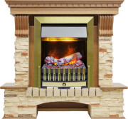 Каминокомплект Pierre Luxe - Дуб / Сланец с очагом Danville Antique Brass FB2 Каминокомплект Pierre Luxe - Дуб / Сланец с очагом Danville Antique Brass FB2