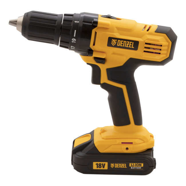 Дрель-шуруповерт аккумуляторная CDL-IB-18-02, Li-Ion, 18 В, 2 акк. Denzel в Новосибирске