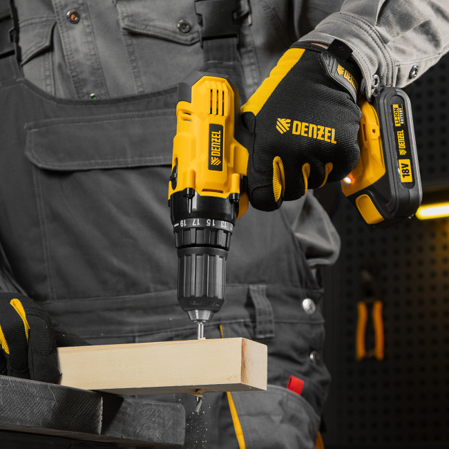 Дрель-шуруповерт аккумуляторная CDL-IB-18-02, Li-Ion, 18 В, 2 акк. Denzel в Новосибирске