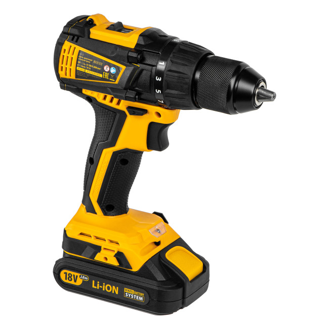 Дрель-шуруповерт аккумуляторная, бесщет. BLDL-IB-18-02, Li-Ion, 18 В, 2 акк. Denzel в Новосибирске