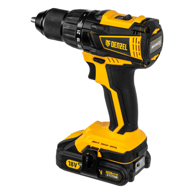 Дрель-шуруповерт аккумуляторная, бесщет. BLDL-IB-18-02, Li-Ion, 18 В, 2 акк. Denzel в Новосибирске