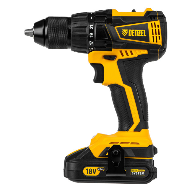 Дрель-шуруповерт аккумуляторная, бесщет. BLDL-IB-18-02, Li-Ion, 18 В, 2 акк. Denzel в Новосибирске