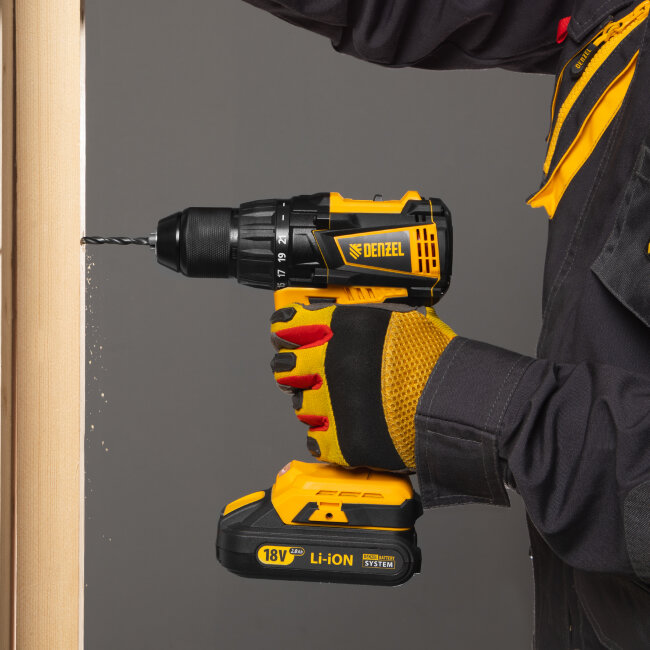 Дрель-шуруповерт аккумуляторная, бесщет. BLDL-IB-18-02, Li-Ion, 18 В, 2 акк. Denzel в Новосибирске