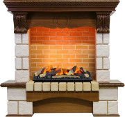 Каминокомплект Pierre Luxe - Дуб / Шампань (Высота 1035мм) с очагом Cassette 600 LNH-INT (с дровами)