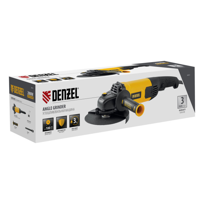 Машина шлифовальная угловая AG180-2000, 2000 Вт, 180 мм, 8500 об/мин Denzel в Новосибирске
