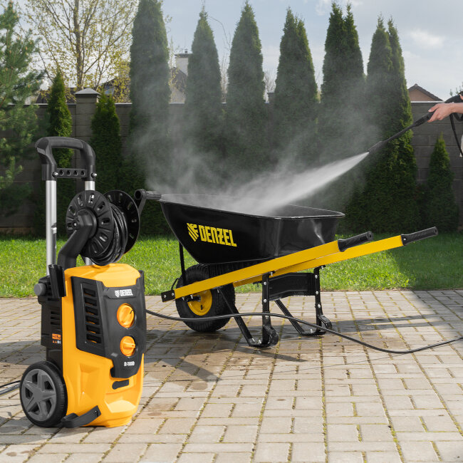 Моечная машина высокого давления R-180D, 2200 Вт, 180 бар, 380 л/ч, с барабаном Denzel в Новосибирске