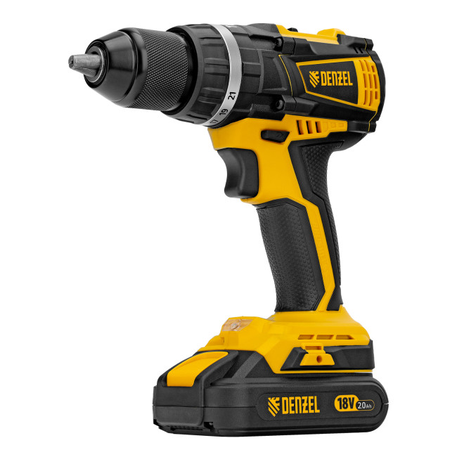 Дрель-шуруповерт аккумуляторная ударная бесщет CIDB-IB-18-02, Li-Ion, 18 В, 2 акк. Denzel в Новосибирске