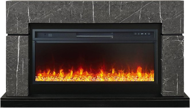 Каминокомплект Lindos 42 SFT - Серый мрамор (Ширина 1470мм) с очагом Vision 42 LED в Новосибирске
