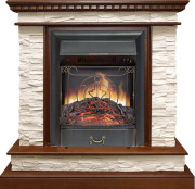 Каминокомплект Calgary - Дуб / Сланец бежевый с очагом Majestic FX Black