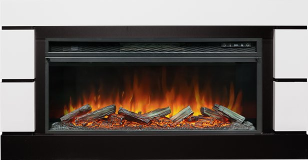 Каминокомплект Modern 42 SFT - Белый с черным с очагом Vision 42 LOG LED в Новосибирске