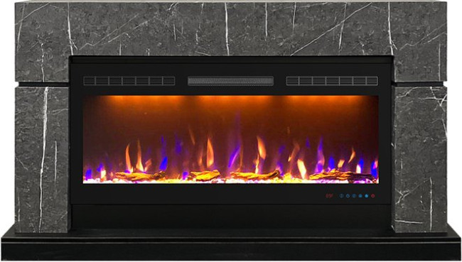 Каминокомплект Lindos 42 SFT - Серый мрамор (Ширина 1470мм) с очагом Crystal 40 RF в Новосибирске