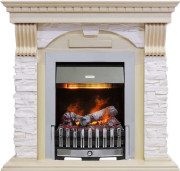 Каминокомплект Dublin - Слоновая кость с патиной / Сланец крем с очагом Danville Chrome FB2