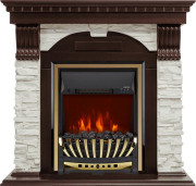 Каминокомплект Dublin угловой - Темный дуб / Сланец белый с очагом Aspen Gold Каминокомплект Dublin угловой - Темный дуб / Сланец белый с очагом Aspen Gold